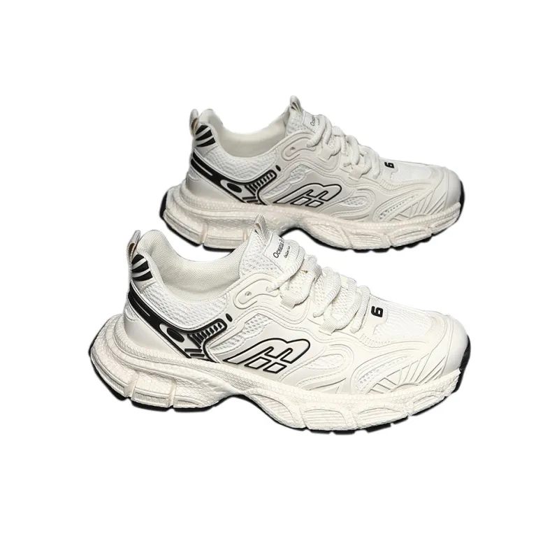 OCEANIA ROO Shock Absorbers Slip Resistant, Abrasion Resistant, Breathable Low Top Chunky Sneakers Men's White-4