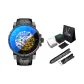 Shimmering Blue Frosted Black-Black Leather Strap Style