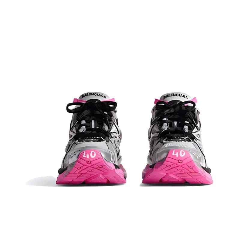 Balenciaga Runner Sneakers 'Silver White Pink Mesh And Nylon' Women's-2