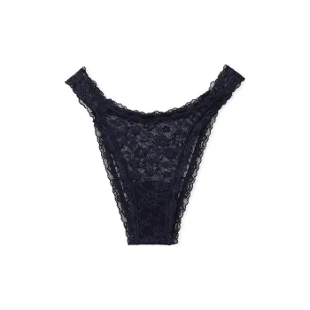 Victoria's Secret PINK THE LACIE Lace Brazilian Panty / Noir Navy Underpants Women's 1 Pack Navy Blue