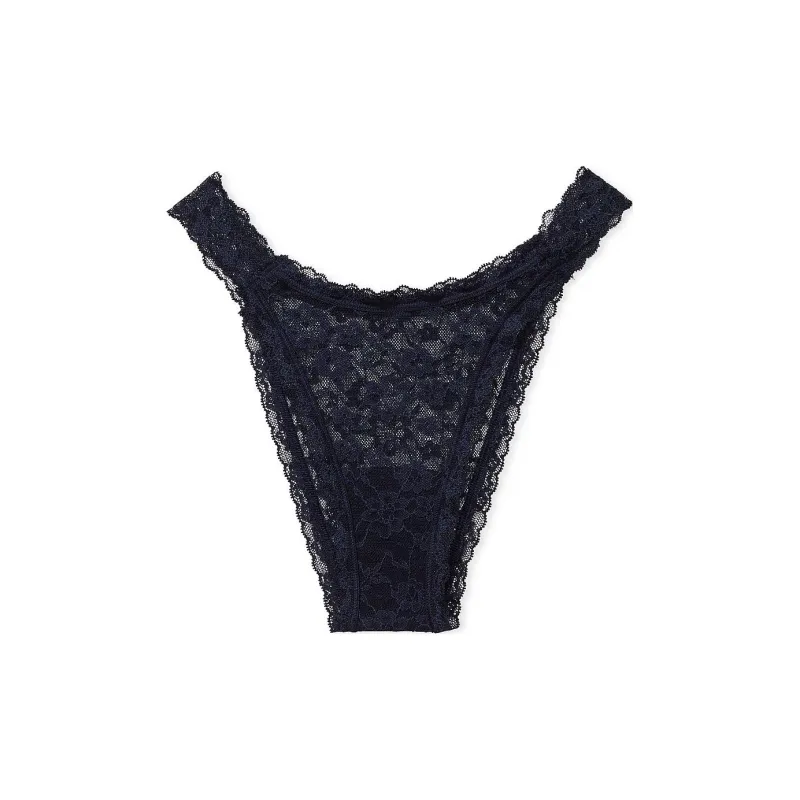 Victoria's Secret PINK THE LACIE Lace Brazilian Panty / Noir Navy Underpants Women's 1 Pack Navy Blue-0