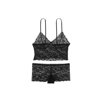 Victoria's Secret PINK VICTORIA'S SECRET Lace Cami & Shortie Set/Black Underwear Set Women's Black