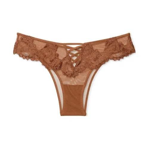 Victoria's Secret DREAM ANGELS Boho Floral Embroidery Brazilian/Brown Underpants Women's Brown
