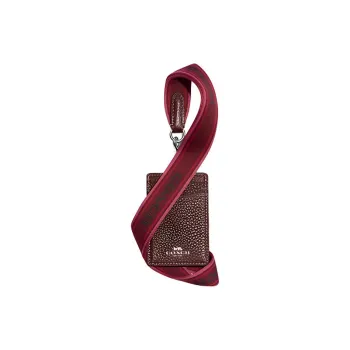 COACH Lanyard Pebbled Leather Card Holder Women's Burgundy