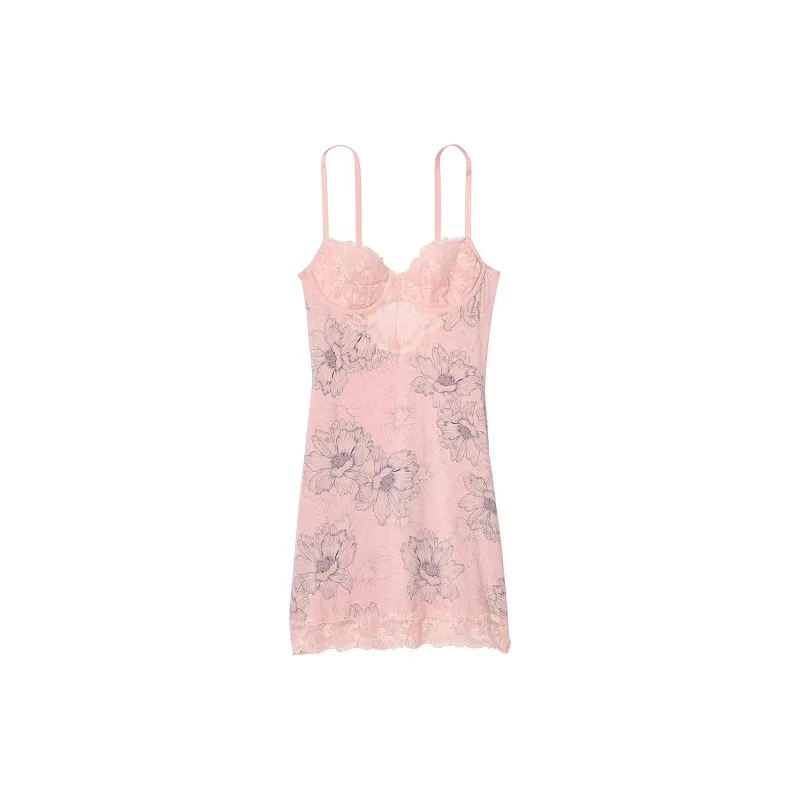 Victoria's Secret PINK VICTORIA'S SECRET Modal&Lace CuppedMiniSlipDress /Pl Nightgown Women's Pink-0