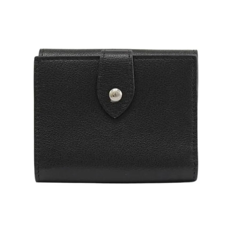 Burberry Leather Card Clip Wallets Regular Women's Black-0