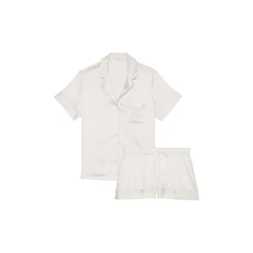 Victoria's Secret Satin Short Pajama Set/Coconut White Pajama Set Women's Champagne