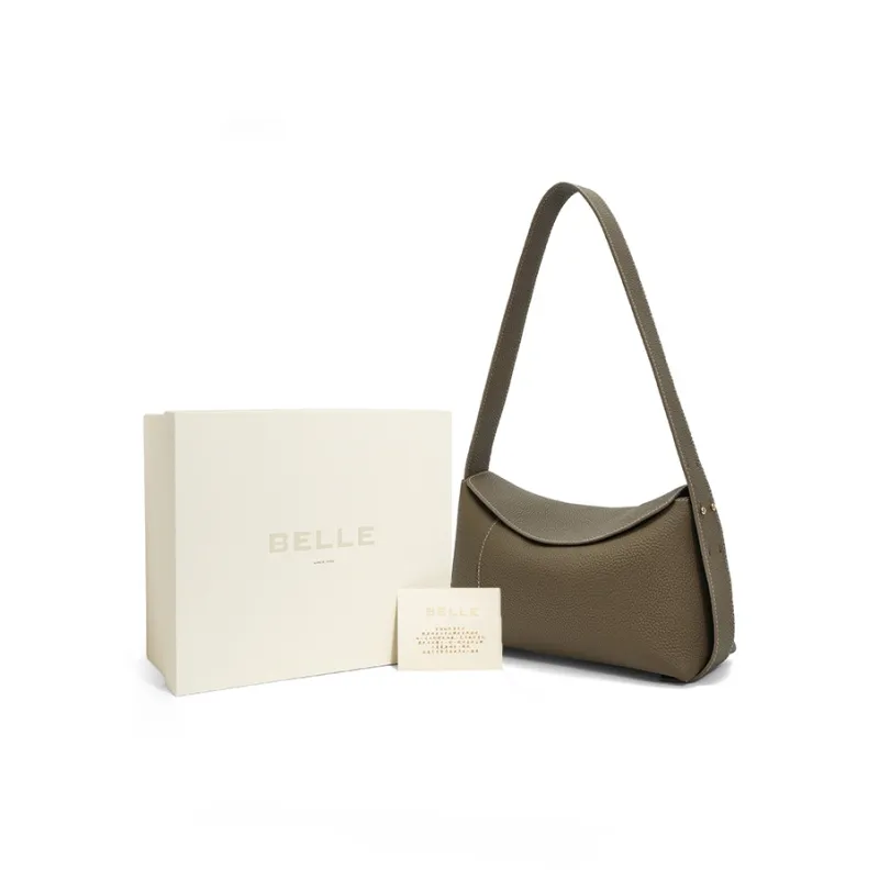 BELLE Top Grain Cow Leather Shoulder Bag Regular Women's Solid Color Plain-7