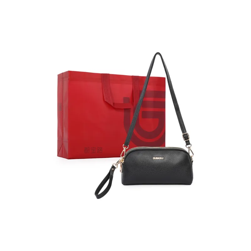 Dubaolu Cow Leather With Synthetic Leather Handheld Shoulder Bag, Crossbody Bag Medium Size Women's Burgundy/Black-8