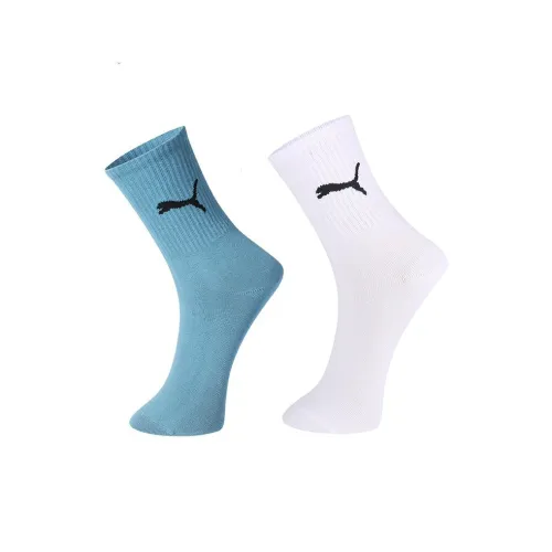 PUMA Knee-High Socks Unisex 2 Pack White+Blue