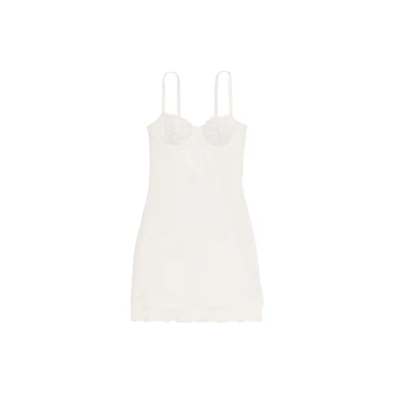 Victoria's Secret PINK VICTORIA'S SECRET Modal & Lace Cupped Mini Slip Dress/We Nightgown Women's White-0