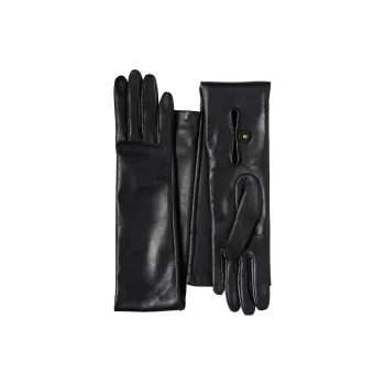 PRADA Genuine Leather Gloves Women's Black