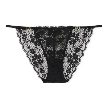 Victoria's Secret LOVE CLOUD Lace Adjustable String Bikini Panty Underpants Women's 1 Pack Black