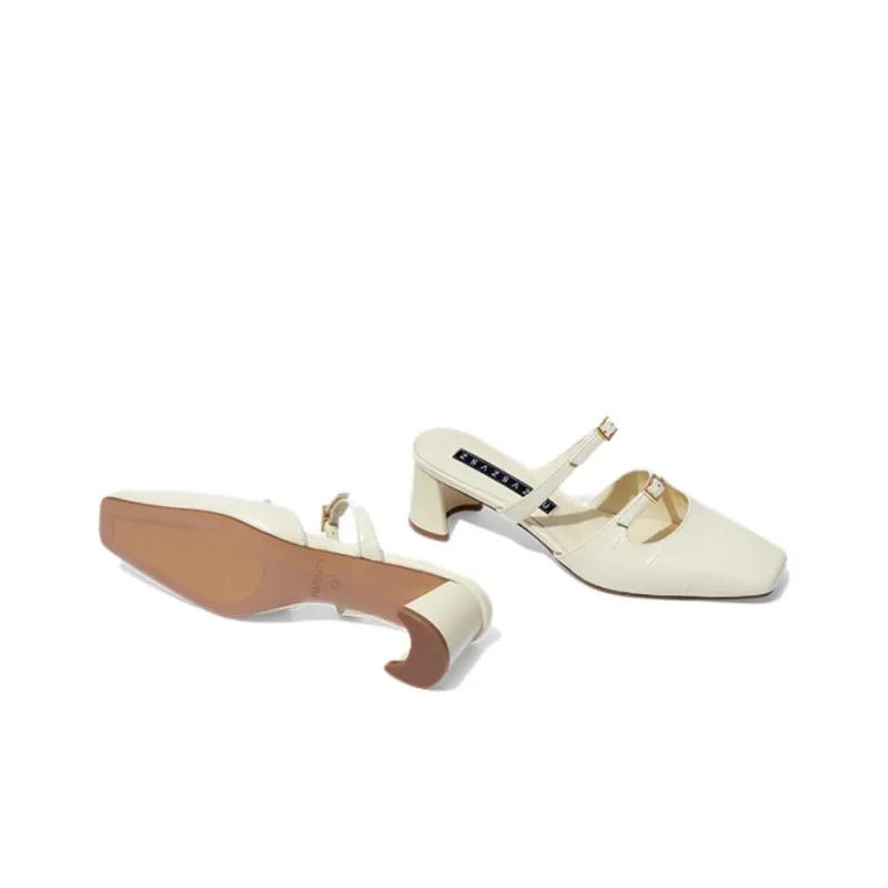 ZSAZSAZSU Rubber Sole Wrap-toe Slippers Women's Ecru-4