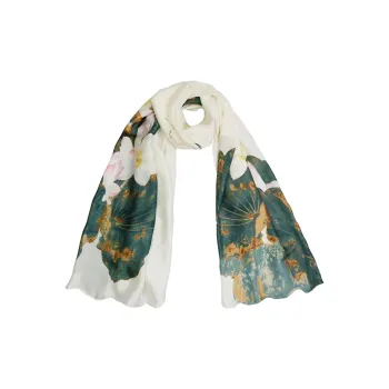 Eucalyptus Ornamentation Silk Scarves Women's