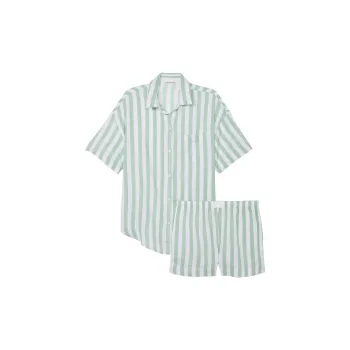 Victoria's Secret Pink Modal-CottonShortPajamaSet/BlueCrescentStripes Pajama Set Women's Sea Salt Green Stripes