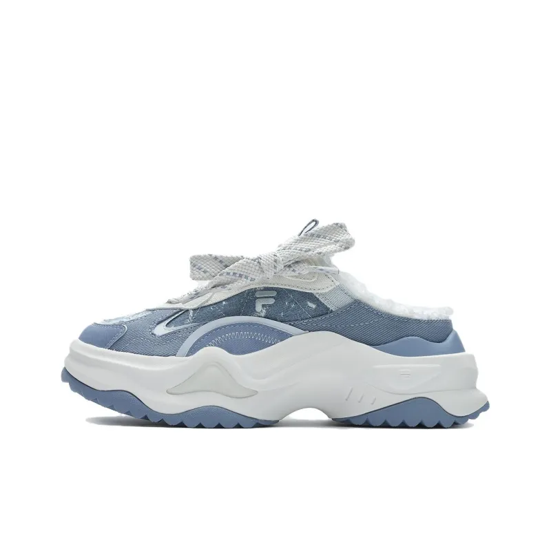 FILA FUSION BIANCO II Cushioning Anti Slip And Wear Resistant Height Increasing Low Top Casual Shoes Women's Blue White-0