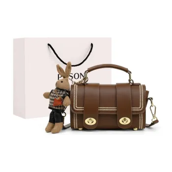 PT'SON Cow Leather With Synthetic Leather Shoulder Bag, Handbag Women's Brown