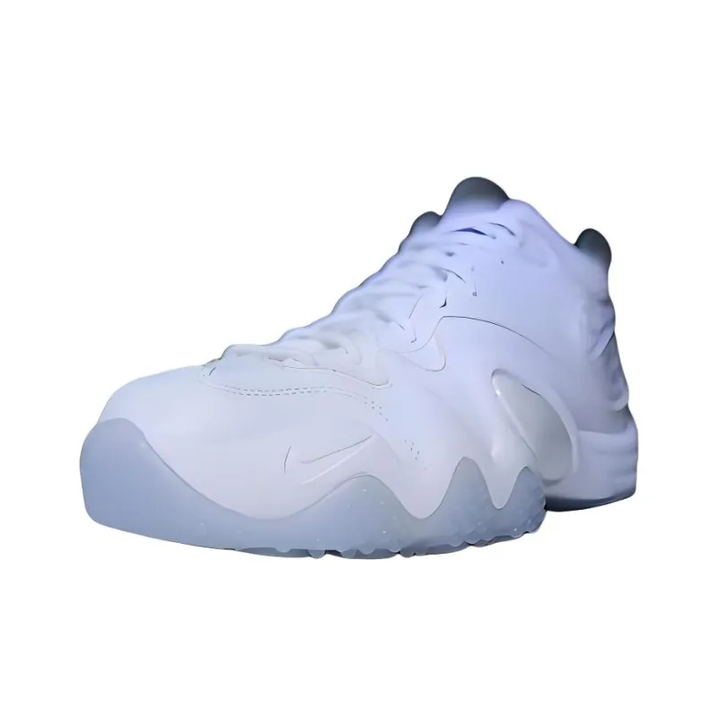 Nike Zoom Uptempo V Premium Cushioning Wear-Resistant Mid-Top Vintage Basketball Shoes Men's White-3