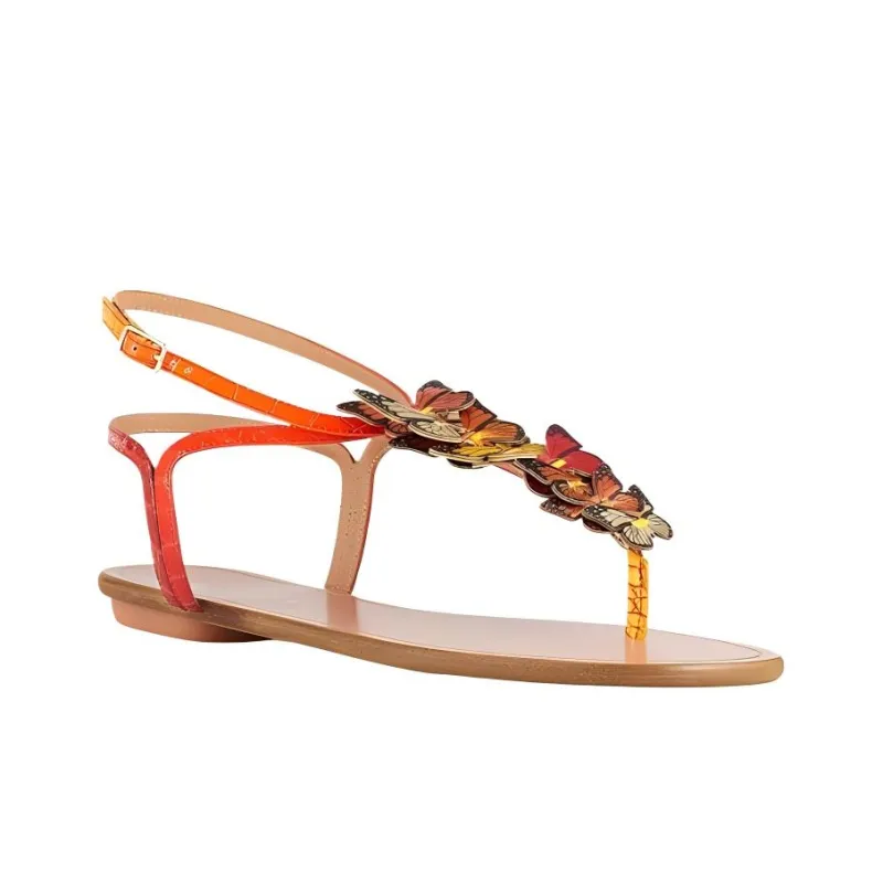 AQUAZZURA Papillon Strap Sandals Women's Orange-2