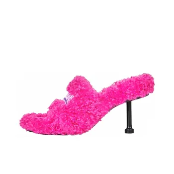 Balenciaga Furry 80mm Sandal Heels 'Pink' Women's