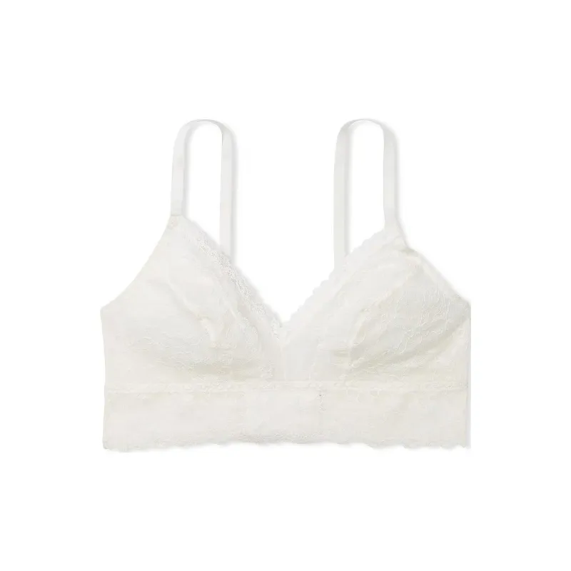 Victoria's Secret Lace Curvy Bralette/Coconut White Bra Women's White-0