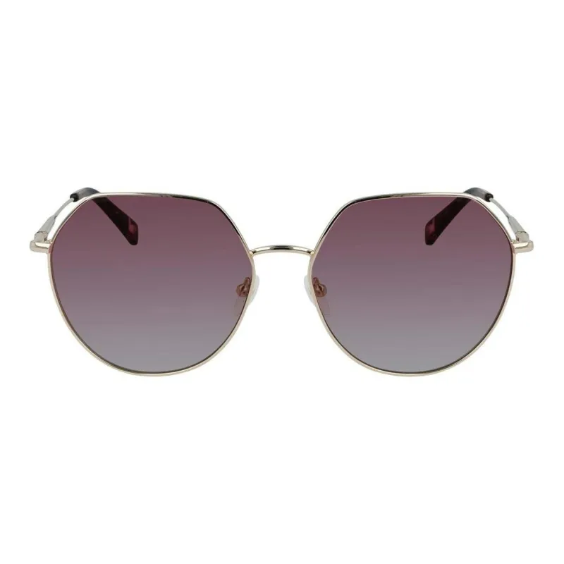 LONGCHAMP Irregular Shape Sunglasses Women's Gold-1