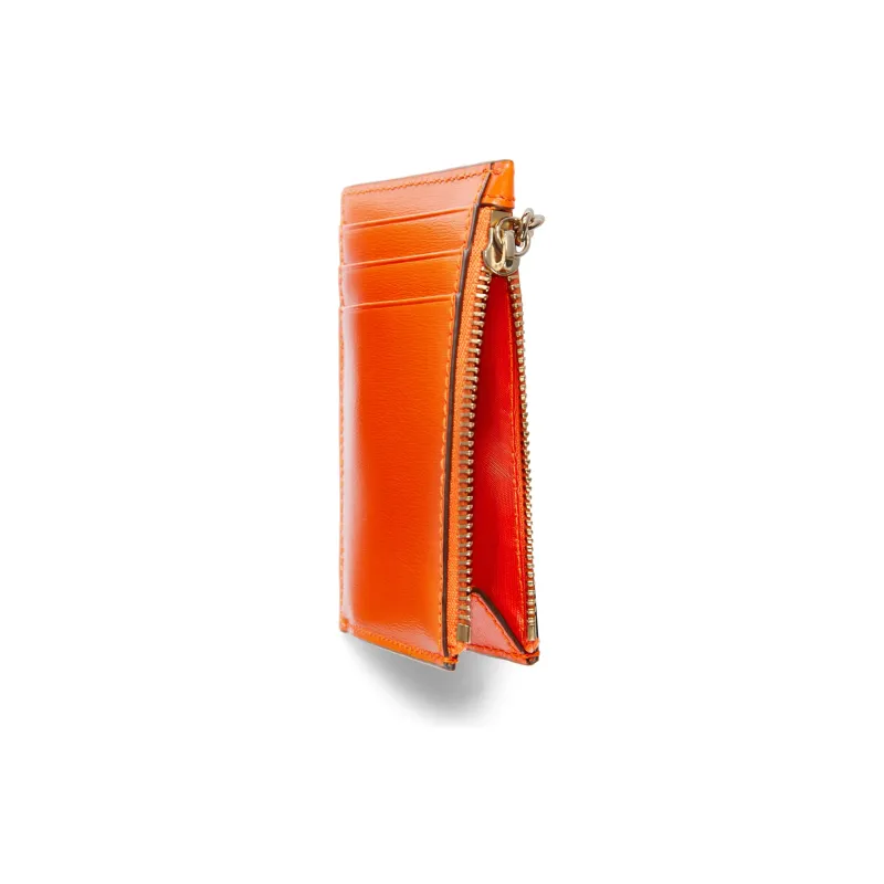 GUCCI Canvas With Leather Trim Card Holder Women's Orange-3