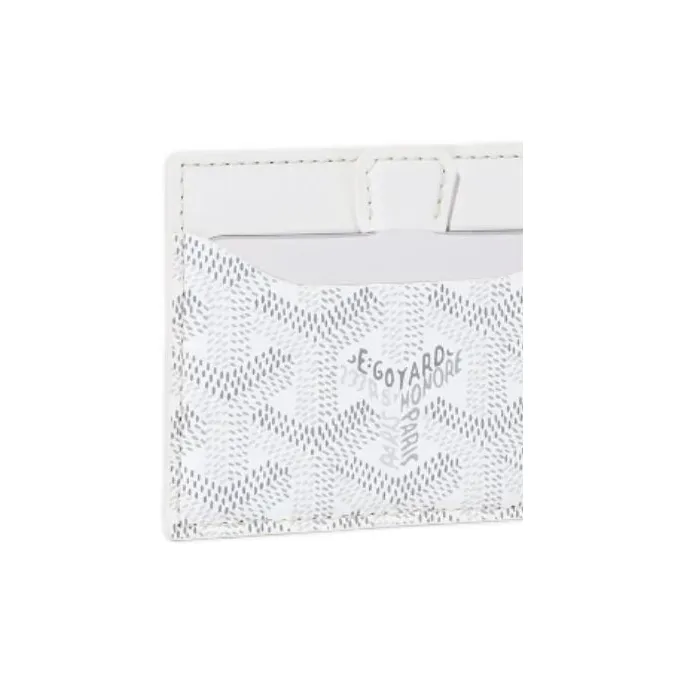 GOYARD Canvas With Calfskin Card Holder Unisex White-3