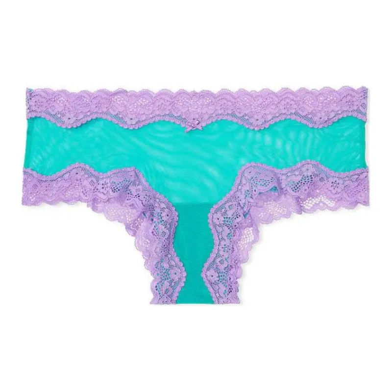 Victoria's Secret PINK VICTORIA'S SECRET Tease MeshLace-TrimCheekyPanty Underpants Women's 1 Pack Aqua Green-0