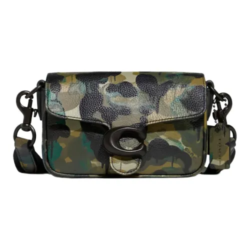 COACH Tabby Soft Polished Pebbled Cow Leather Shoulder Bag Crossbody Bag Small Size Women's Camouflage Green