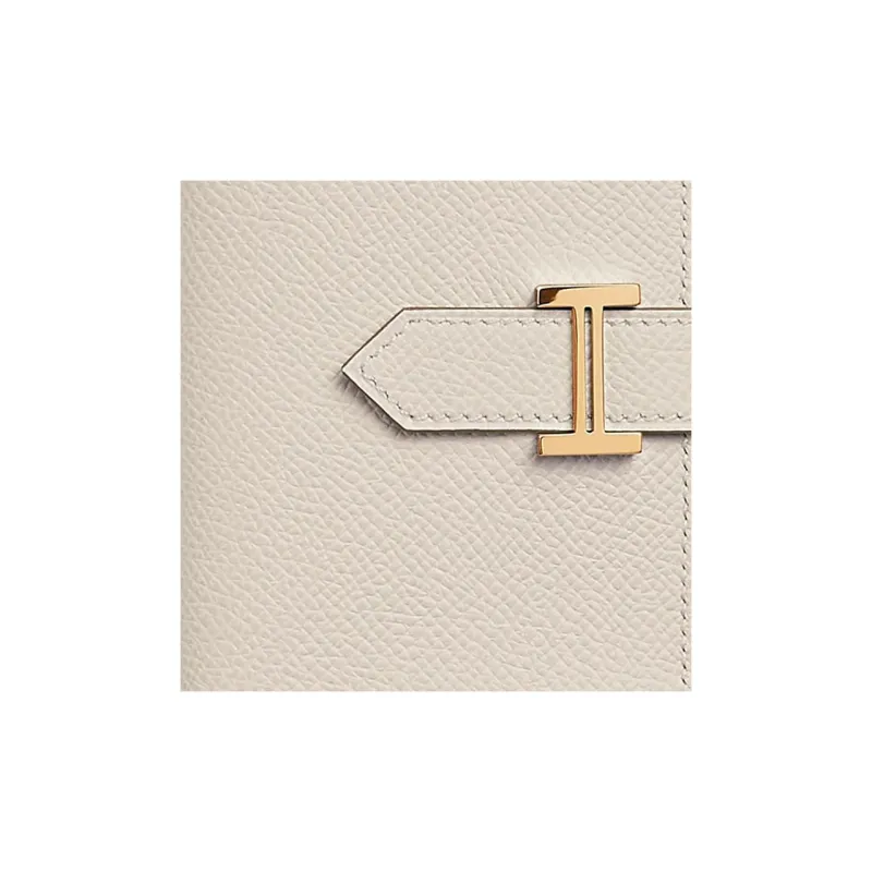 HERMES Bearn Epsom Calfskin Money Clip Card Holder Women's 10 Craie Milkshake White-2
