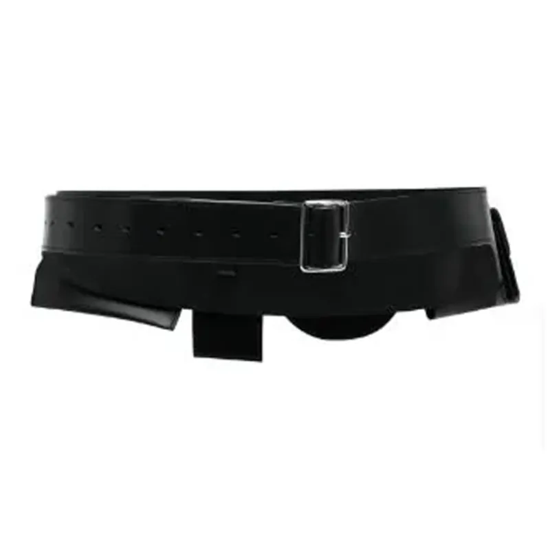 CDG Perforated Detail Pin Buckle Leather Belts Men's Black-1