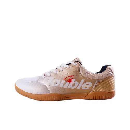 DOUBLEFISH Cushioning Slip Resistant Low Top Training Shoes Unisex White Gold