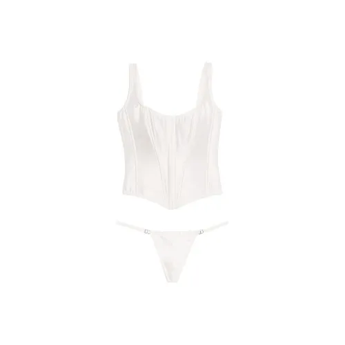 Victoria's Secret VERY SEXY The Classic Silk Corset Set/CW Underwear Set Women's White