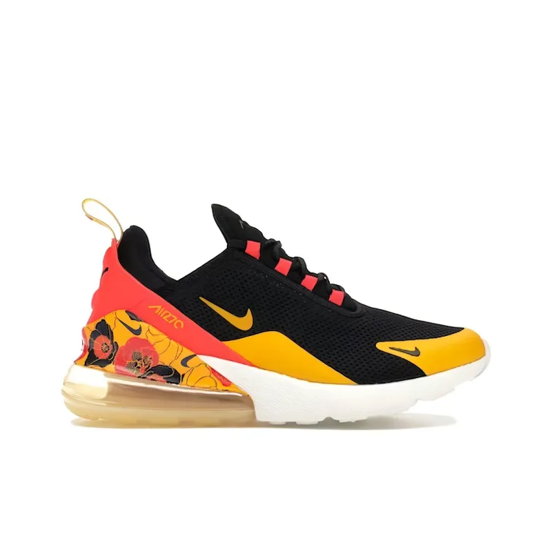 Nike Air Max 270 Floral Black Crimson Gold Women's-1