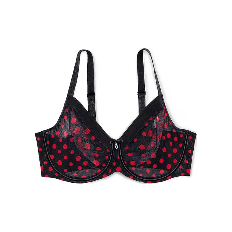 Victoria's Secret Sheer Mesh Unlined Underwire Bra Bra Women's Dancing Dots/Dot-0