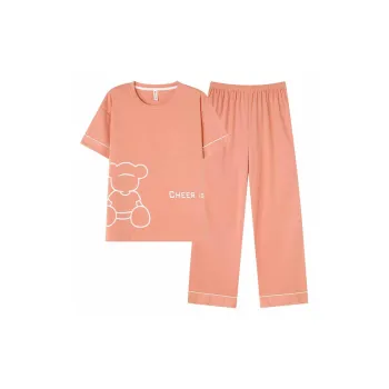 Follow The United States Pajama Set Without Pads Style Women's Light Orange
