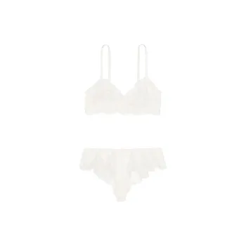 Victoria's Secret PINK Boho Floral Embroidery Bralette & Panty Set / W Pajama Set Women's White