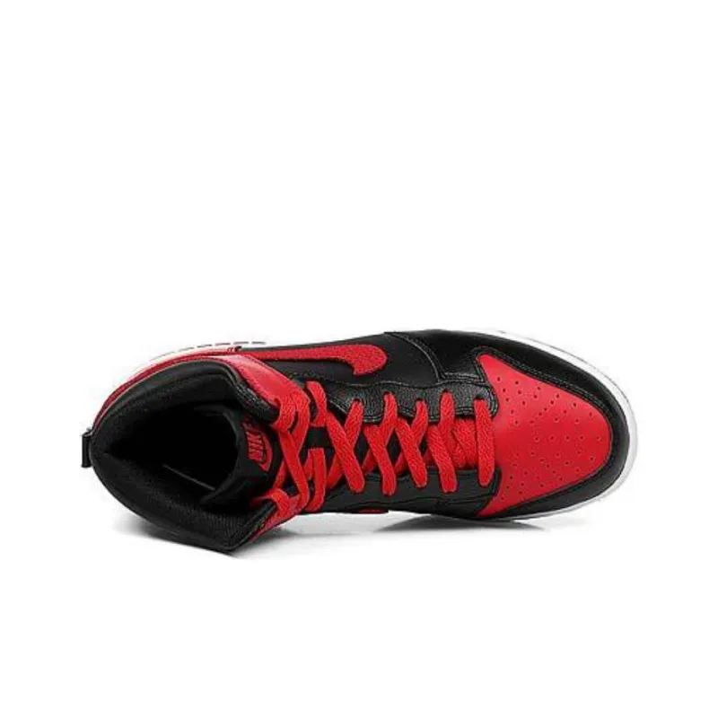 Nike Dunk High Anti-Slip Wear-Resistant High-Top Skateboard Shoes Men's Black Red-4