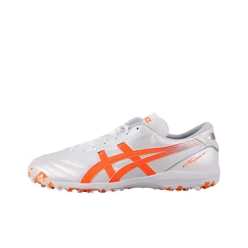 Asics C3 TF Rubber Broken Studs Anti Slip Wear Resistant Soccer Shoes Men's White Orange