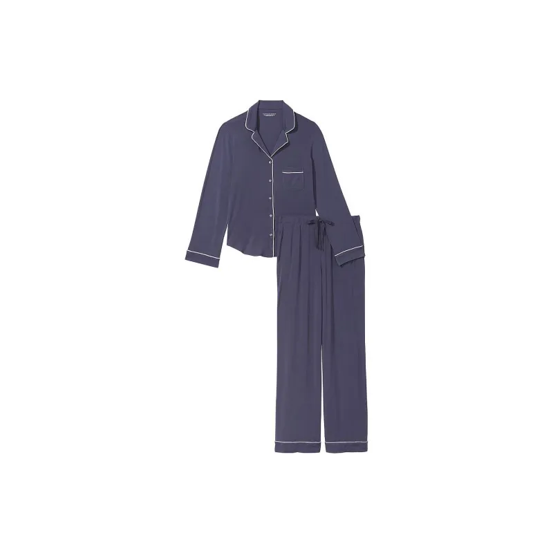 Victoria's Secret Modal Long Pajama Set/Slate Blue Pajama Set Women's Slate Blue-0