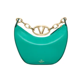 Valentino Vlogo Moon Sheepskin Handbag, Shoulder Bag Women's Peacock Green