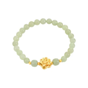 Artisan Lock Heart Jade Hetian Jade Bracelets Women's Pale Greenish White Jade