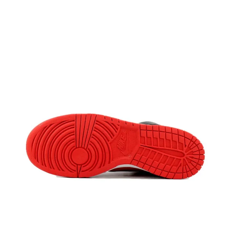 Nike Dunk High Tumbled Leather Black Varsity Red-4