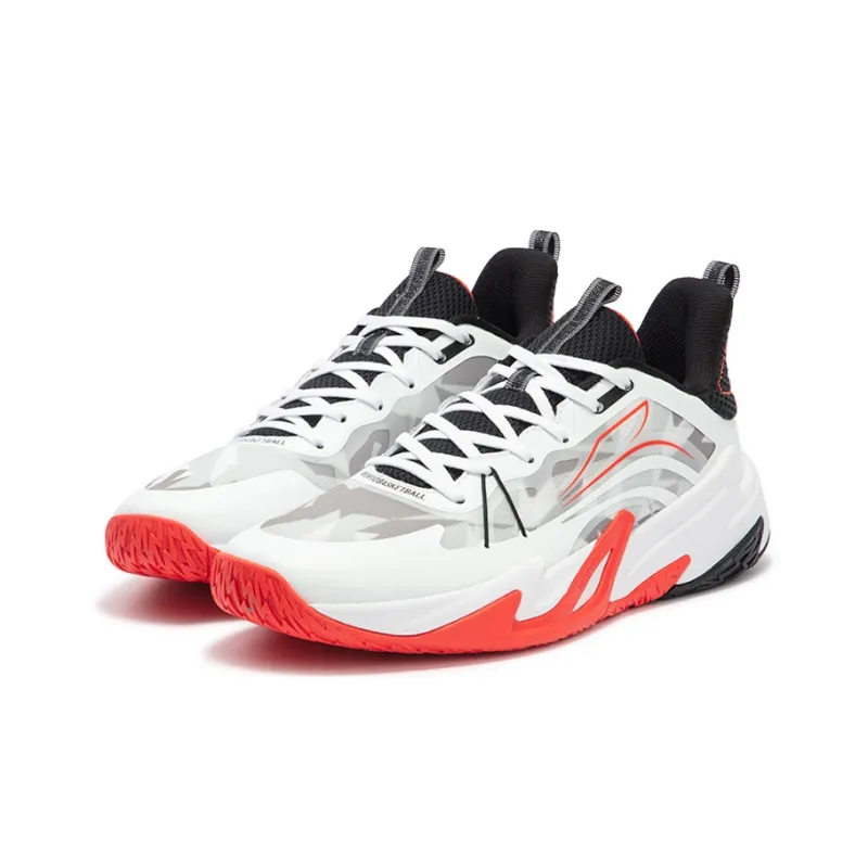 361° Basketball Shoes Men Low Top 361 Degrees White/Fluorescent Bright Dark Red-2