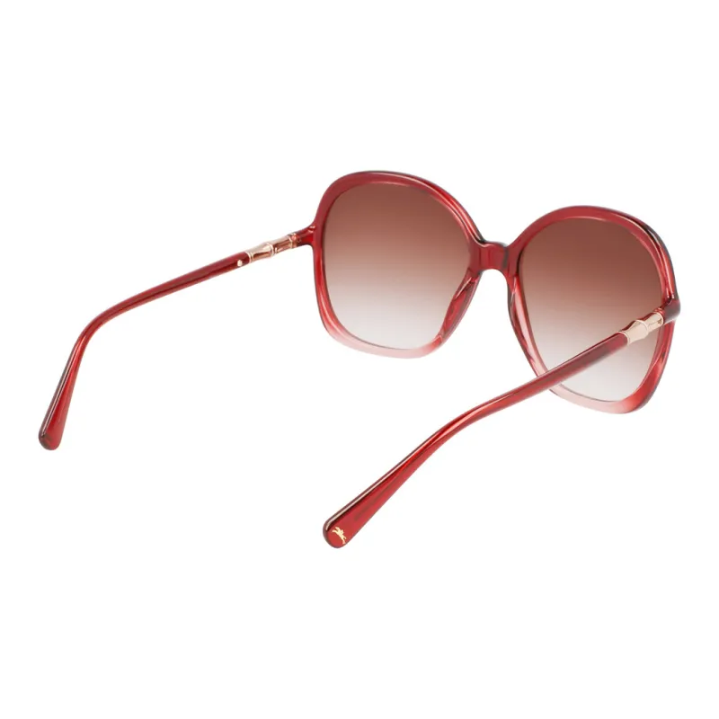 LONGCHAMP Irregular Shape Sunglasses Women's Red-4