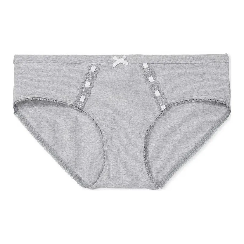 Victoria's Secret PINK Stretch Cotton Hiphugger Panty/Mhg/White Underpants Women's 1 Pack Gray-0
