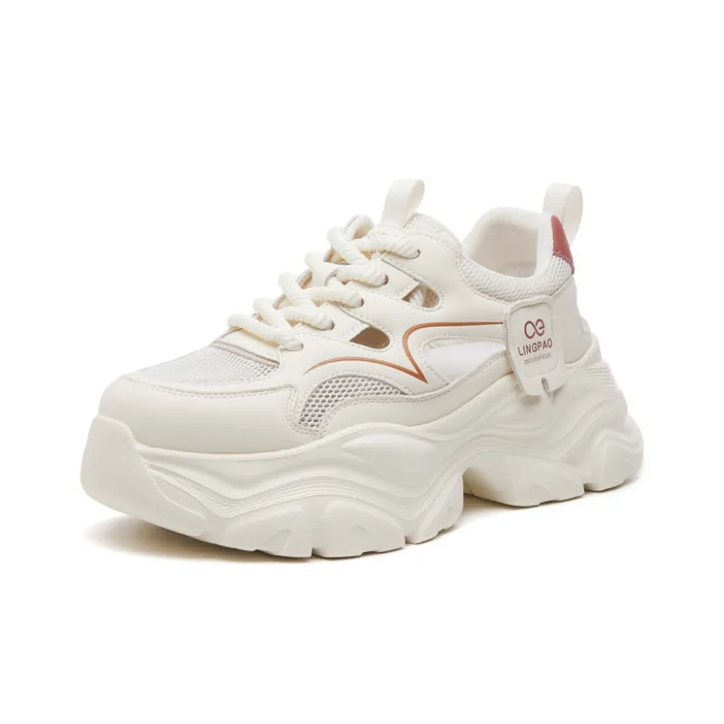 LINGPAO Lightweight Height Increasing Low-Top Chunky Sneakers Women's-13