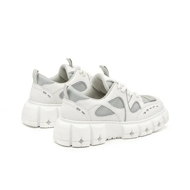 SUGARSU Anti Slip And Wear Resistant Height Increasing Low Top Skateboard Shoes Women's White-3
